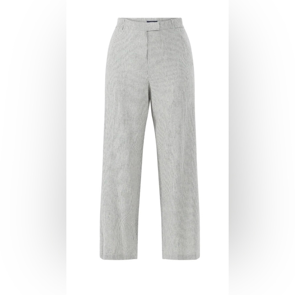 Gray Seersucker Wide-Leg Women's Pants - Picture 4 of 16